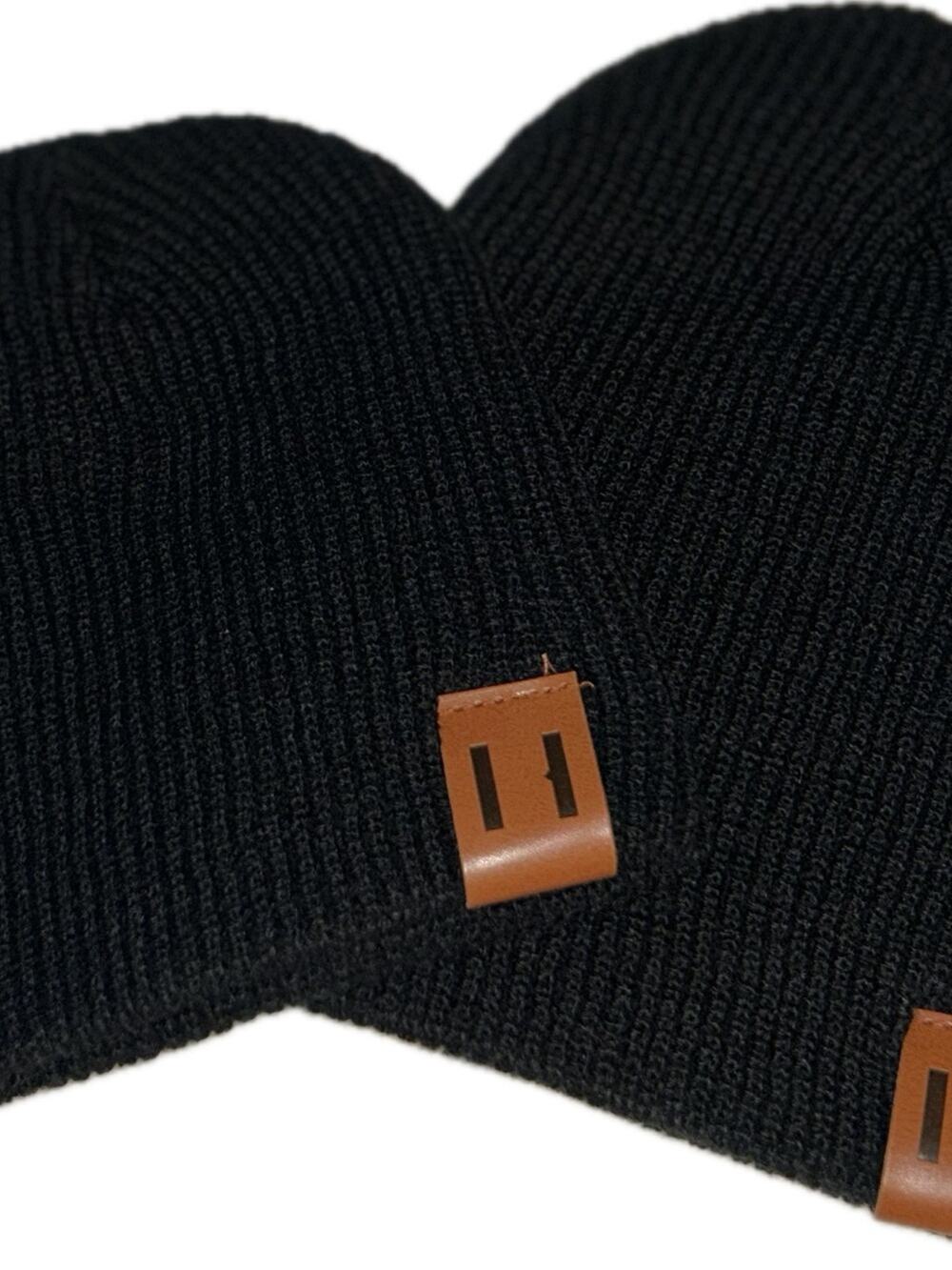 New lot of 2: Black Knit Beanies baby, mom